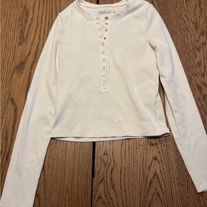 Abercrombie & Fitch A&E collection white ribbed long sleeve size small